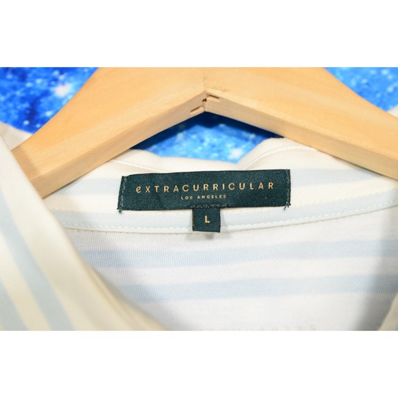 Extracurricular Spanish Hills Club Polo Shirt Mens Large White Striped LIV Golf - Picture 4 of 8